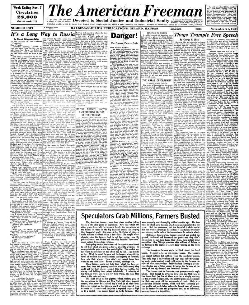 The American Freeman, Number 1877, Nov. 21, 1931